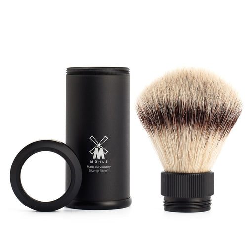 MÜHLE Synthetic Travel Shaving Brush with Black Anodised Aluminium Handle 3 Piece