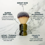 Large Jock Synthetic Shaving Brush with Horn Handle Features