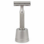 Rockwell Brushed Stainless Steel Safety Razor Stand with Razor