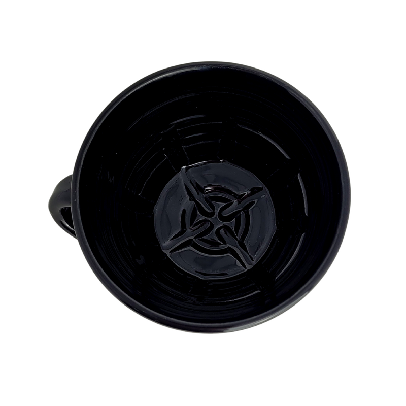 Executive Shaving Handmade Black Stoneware Lathering Bowl with Handle
