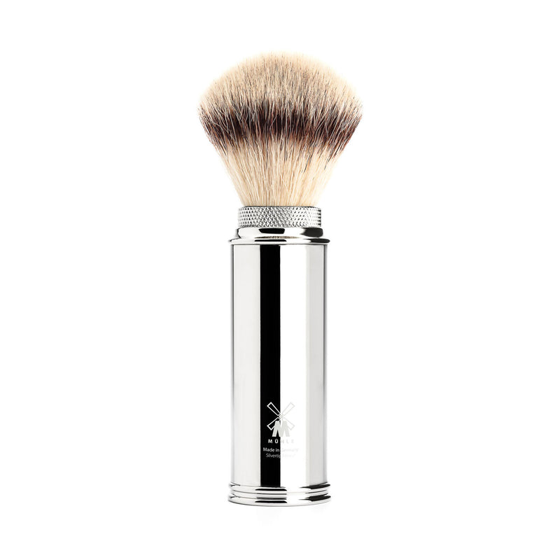 MÜHLE Synthetic Travel Shaving Brush with Chrome Plated Handle