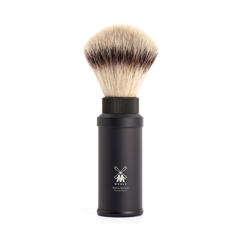 MÜHLE Synthetic Travel Shaving Brush with Black Anodised Aluminium Handle