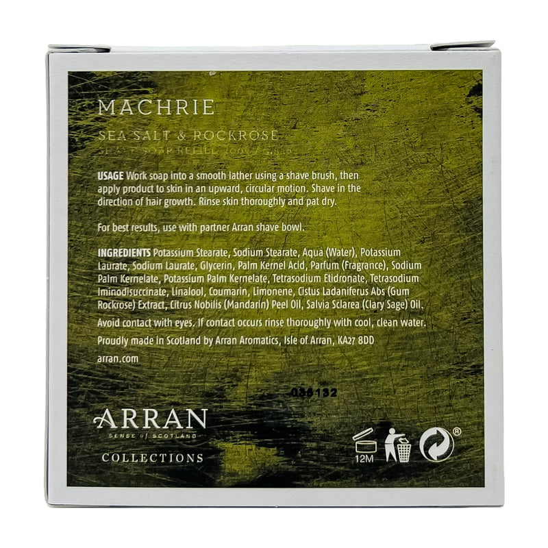Arran Machrie Sea Salt & Rockrose Shave Soap Refill 100g Ingredients