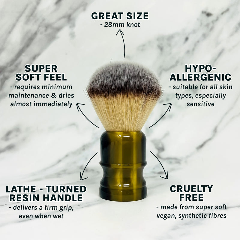Execuitve Shaving Large Jock Synthetic Shaving Brush with Two Tone Handle Features and Benefits