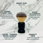 Executive Shaving Large Jock Synthetic Shaving Brush with Black Handle Features and Benefits