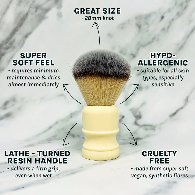 Executive Shaving Large Jock Synthetic Shaving Brush with Cream Handle Features and Benefits