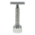 Executive Shaving Polished Bullet Stand with Safety Razor