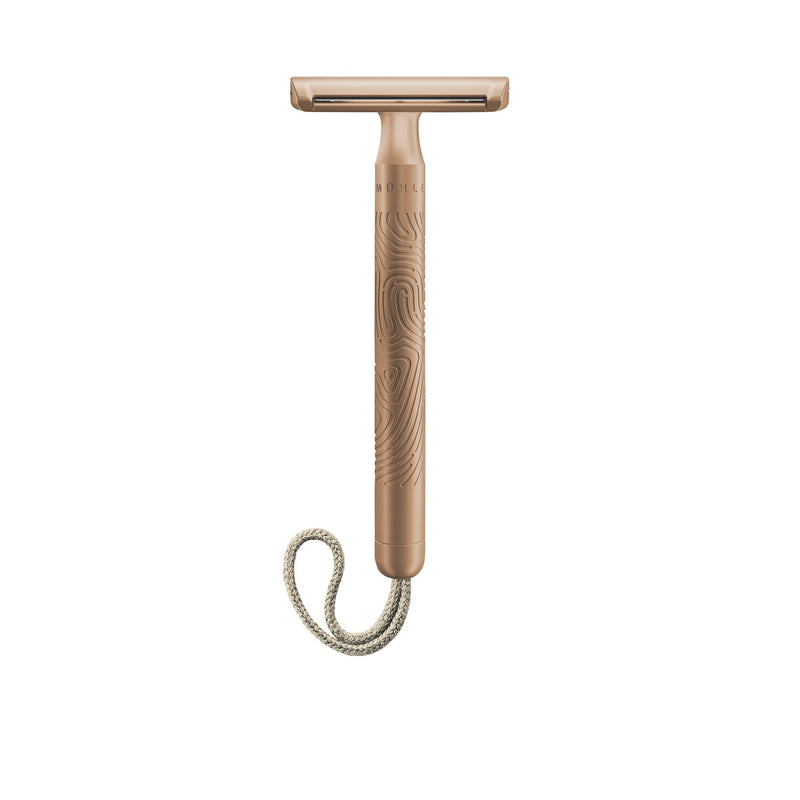 MÜHLE Rose Gold Companion Closed Comb Safety Razor with Beige Cord