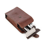 MÜHLE Brown Leather Safety Razor & Brush Travel Case Open