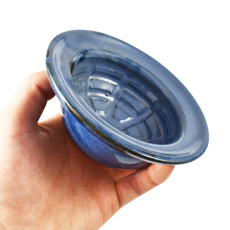 Executive Shaving Handmade Blue Stoneware Lathering Bowl