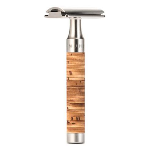 MÜHLE Rocca Matte Stainless Steel & Birch Wood Closed Comb Safety Razor