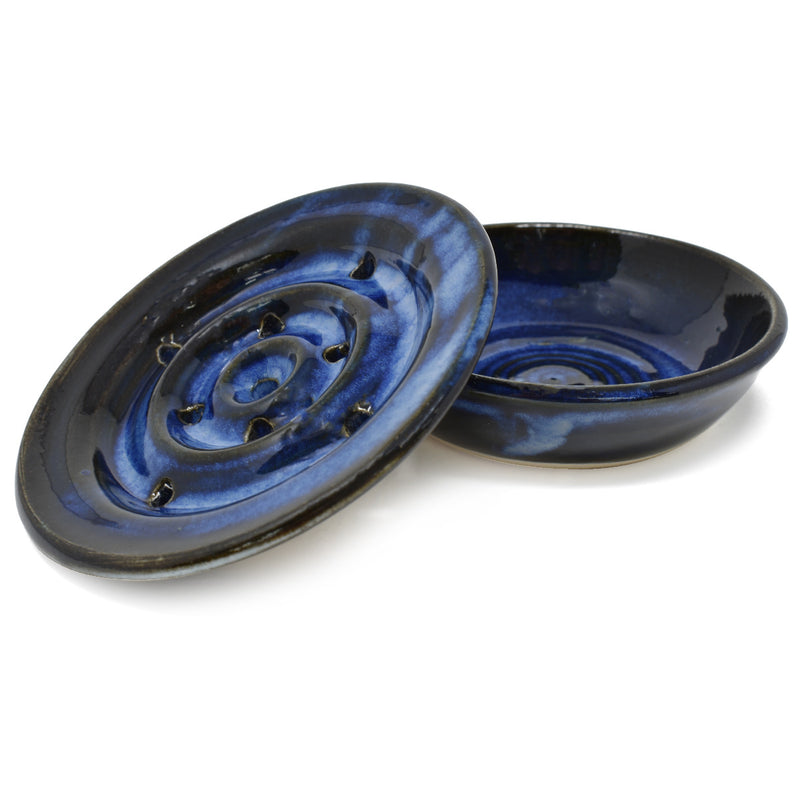 Executive Shaving Handmade Blue Stoneware Soap Dish