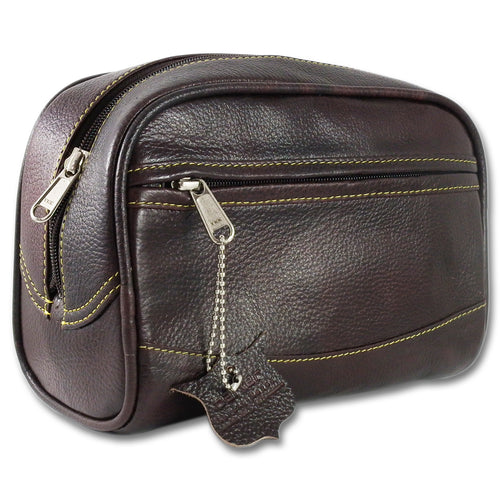 Parker Brown Leather Wash Bag