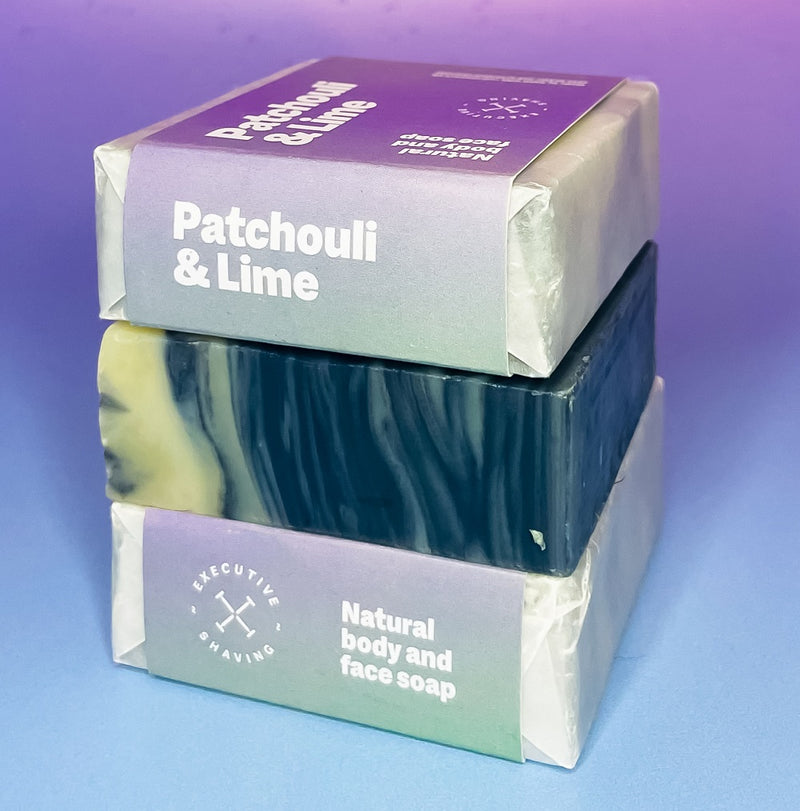 Executive Shaving Patchouli & Lime Natural Soap Bar 3 Pack