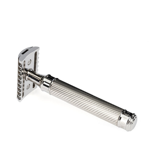 MÜHLE R1 Grande Stainless Steel Open Comb Safety Razor Side View