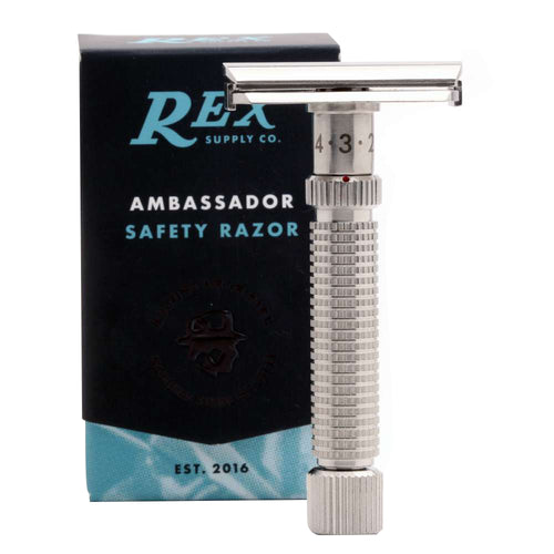 Rex Ambassador Stainless Steel Safety Razor and Box