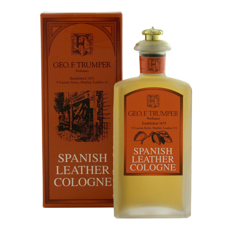 Geo F Trumper Spanish Leather Cologne in a Glass Crown Top Bottle