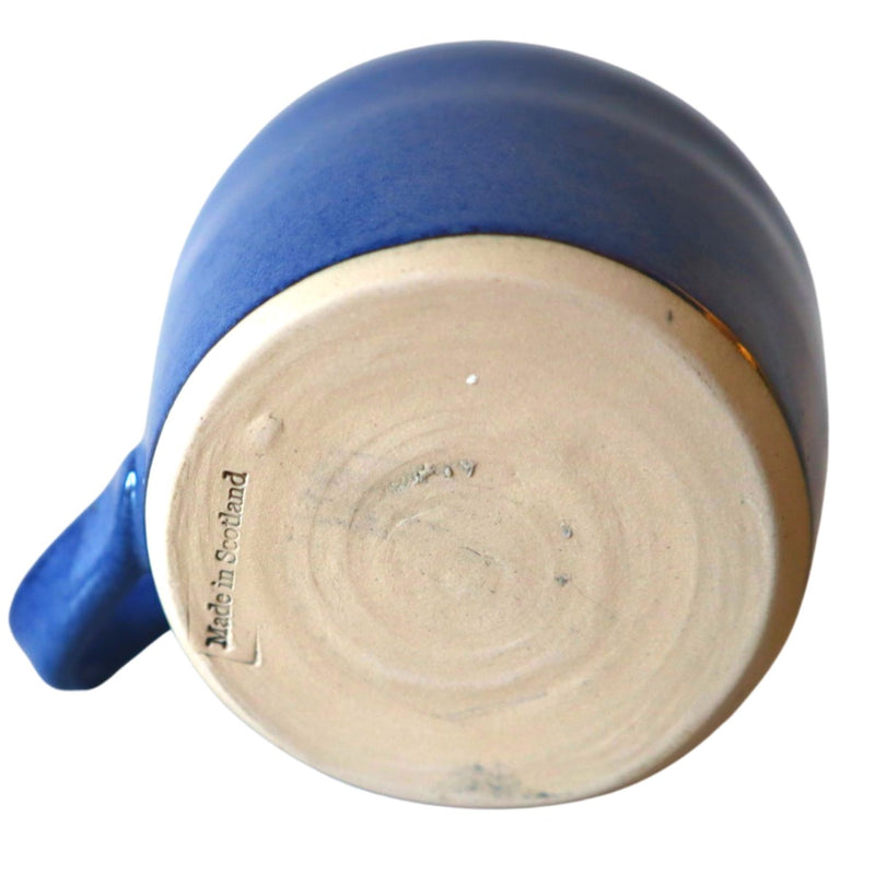 Executive Shaving Handmade Blue Stoneware Lathering Bowl with Handle